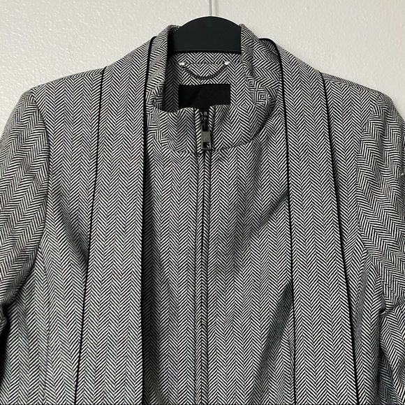 NWT Banana Republic Herringbone Removeable Tie Neck Jacket Wool Blend Gray Sz 8 - Picture 6 of 16